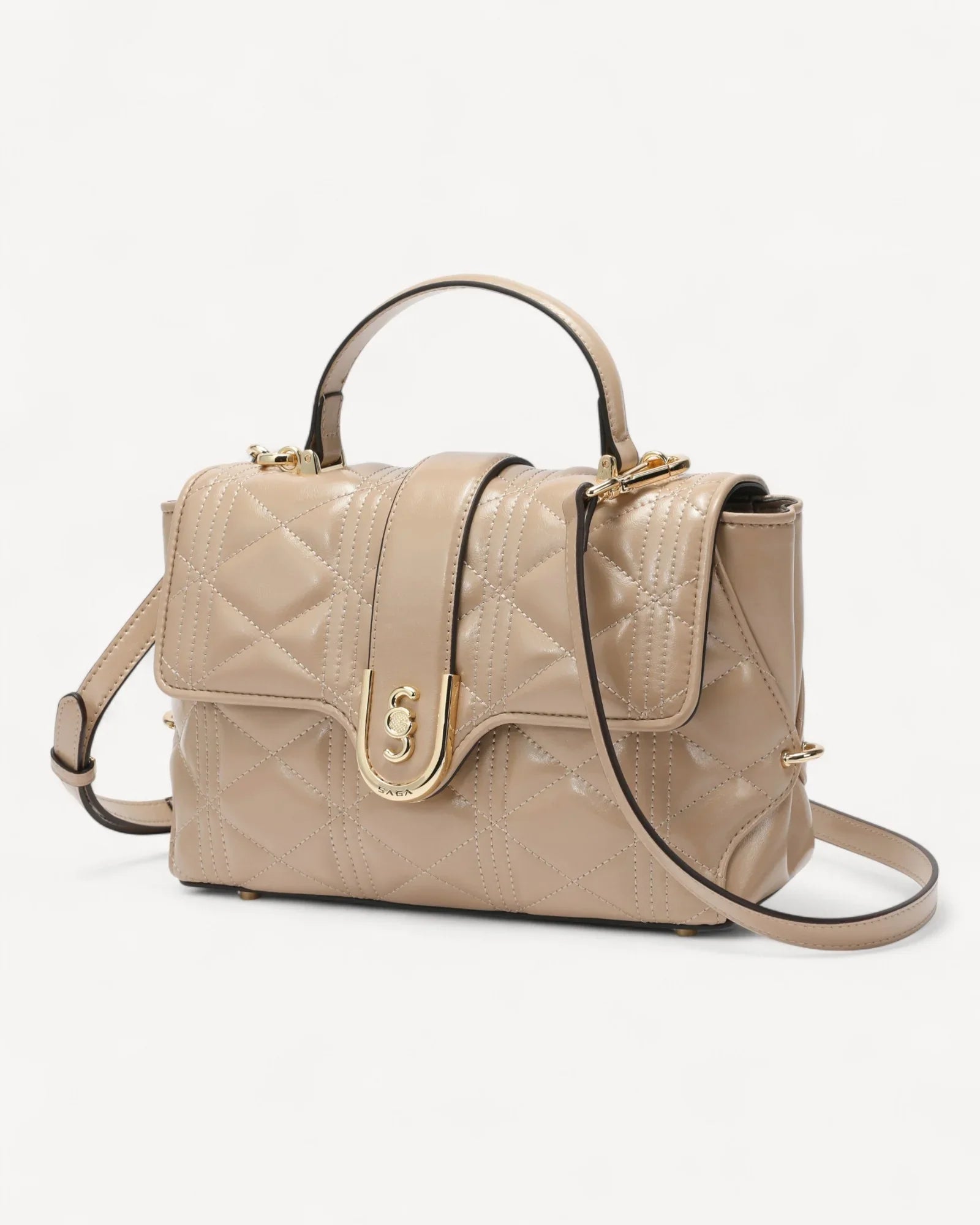 شنطة كتف صغيرة جلد طبيعي لون بيج - 1