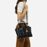 شنطة كتف جلد طبيعي بحامل لون اسود - 2