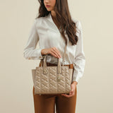 شنطة كتف جلد طبيعي بحامل لون بيج - 4