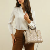 شنطة كتف جلد طبيعي بحامل لون بيج - 2