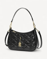 شنطة كتف جلد طبيعي بحزام قابل للتعديل لون اسود - 1