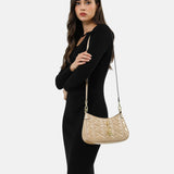 شنطة كتف جلد طبيعي بحزام قابل للتعديل لون بيج - 7