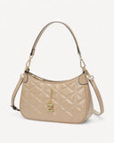 شنطة كتف جلد طبيعي بحزام قابل للتعديل لون بيج - 1