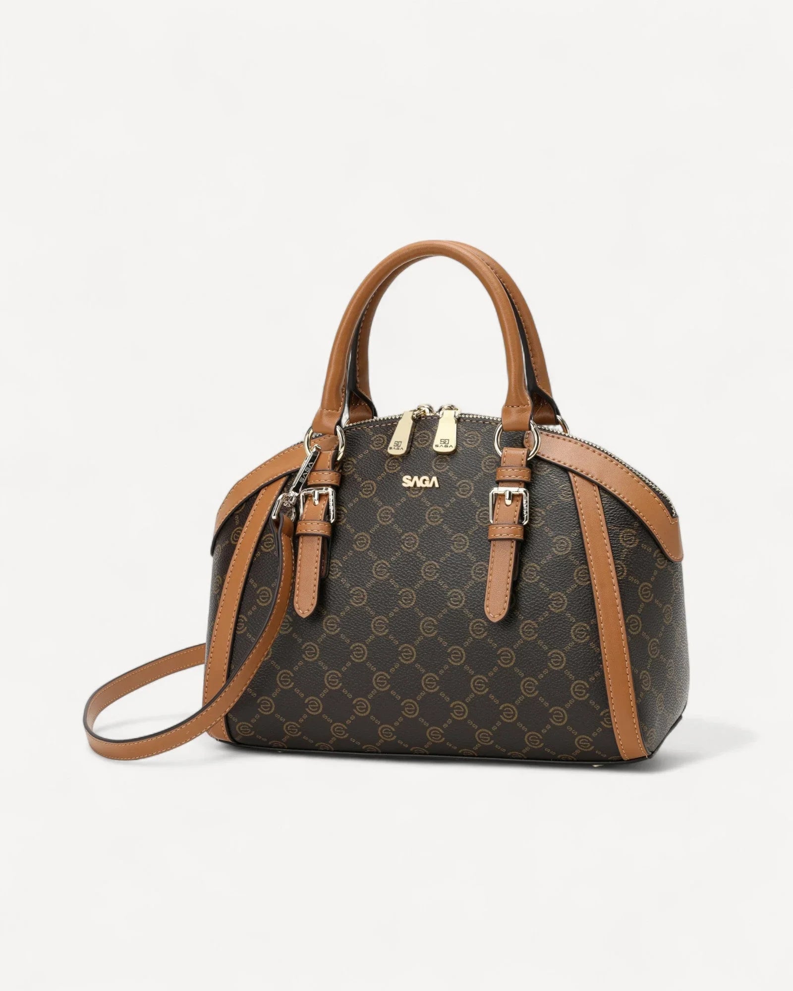 شنطة ساتشيل صغيرة بحامل لون بني غامق - 1