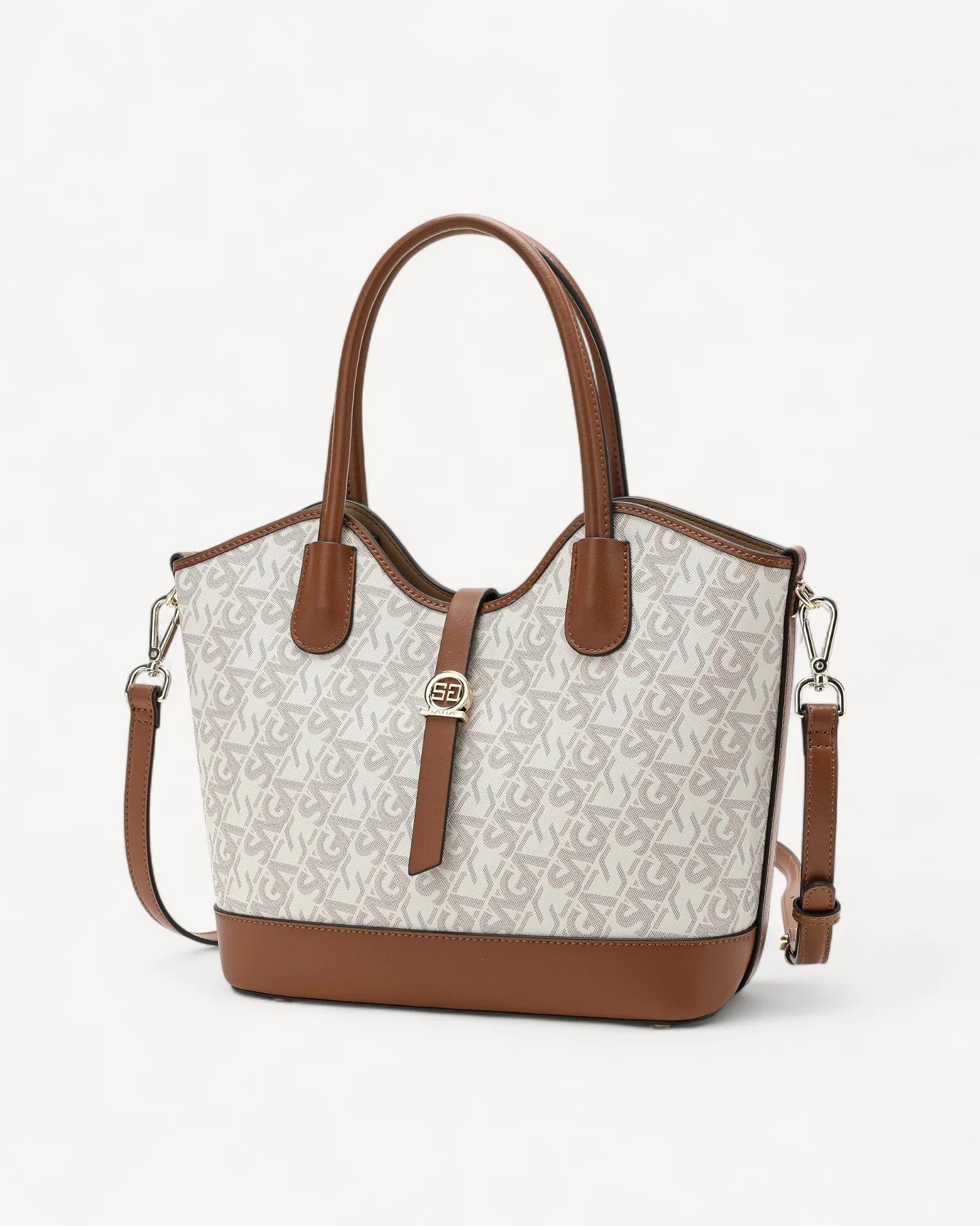 شنطة كتف مع حزام قابل للإزالة لون بيج - 1