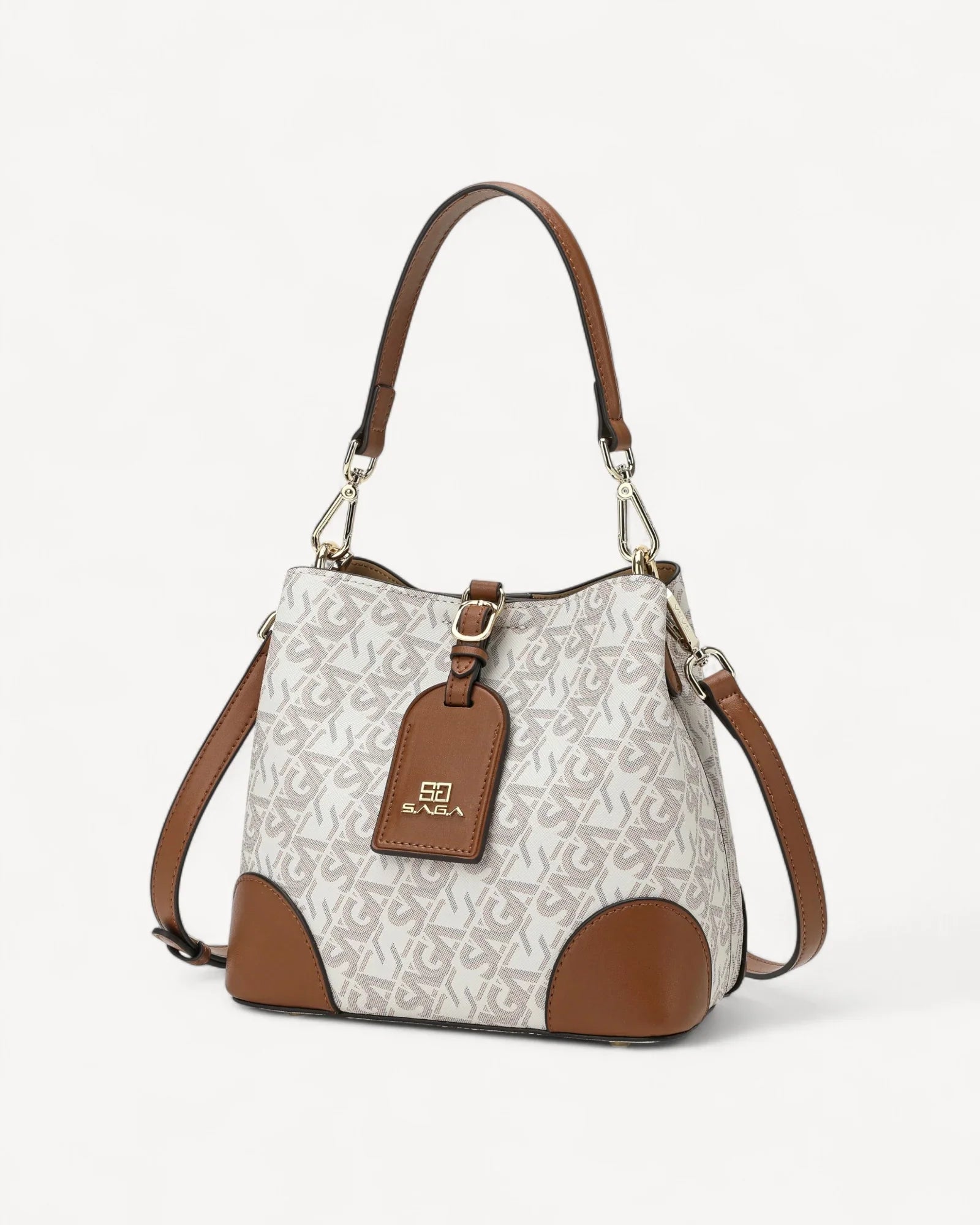 شنطة كتف بتصميم دلو لون بني - 1