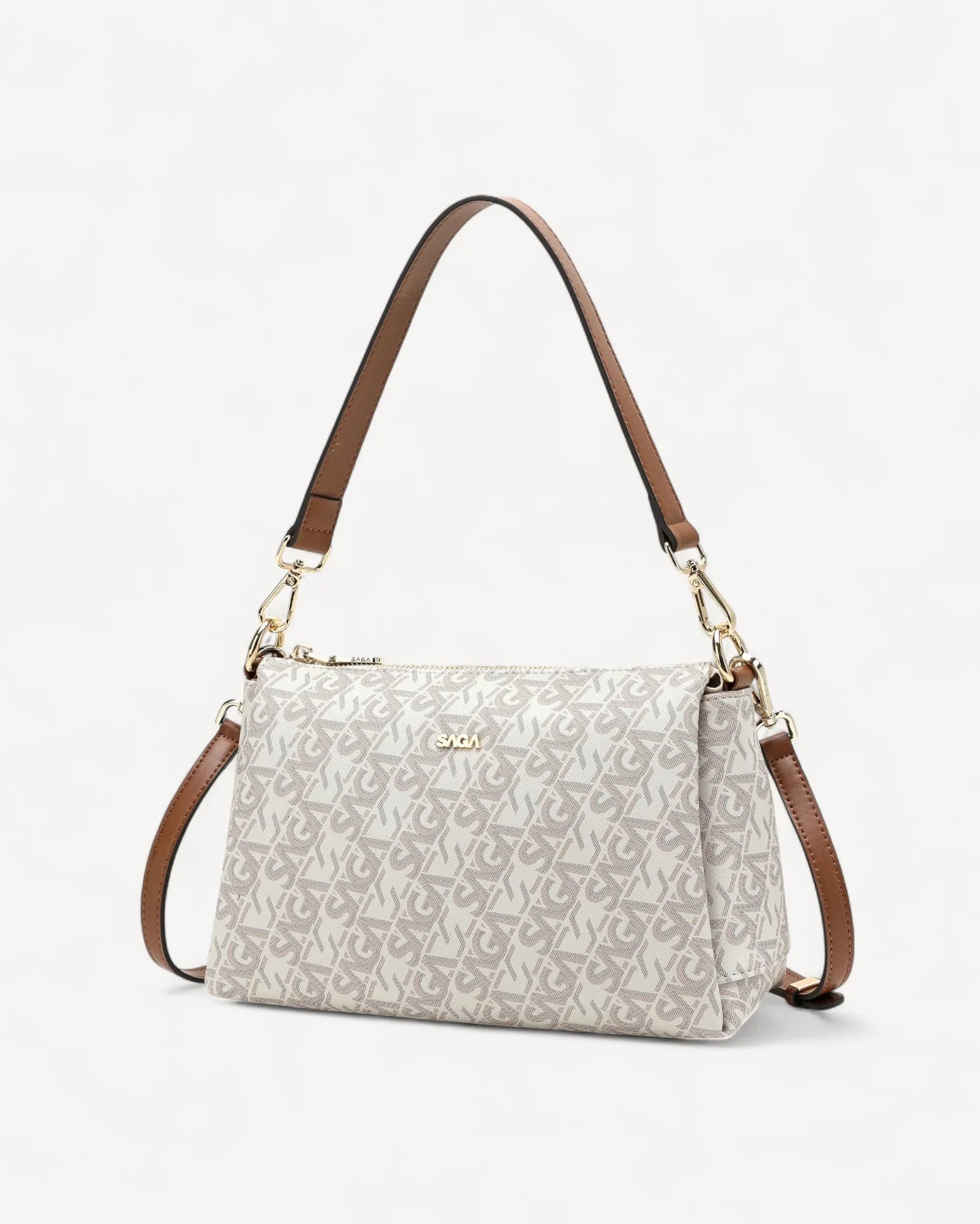 شنطة كتف مونوغرام بحزام قابل للفصل لون بيج - 1