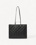 شنطة توت جلد بمقابض معدنية لون اسود - 2