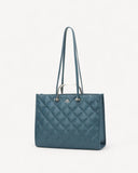 شنطة توت جلد بمقابض معدنية لون تركواز - 1