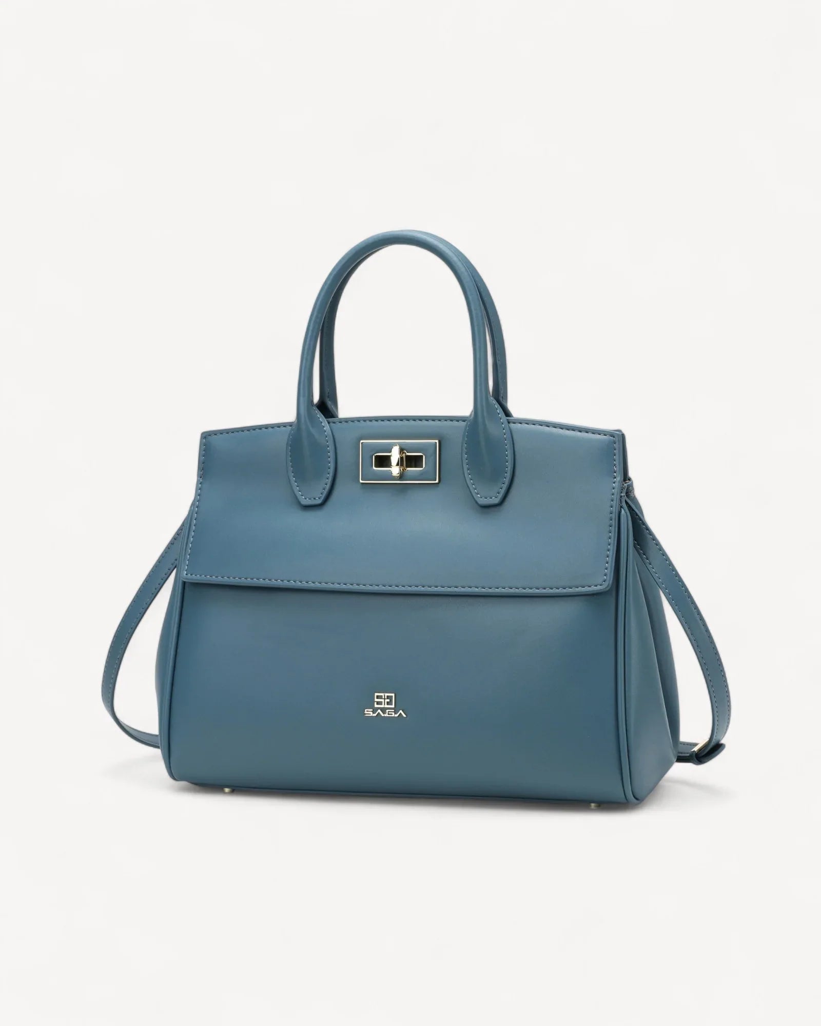 شنطة كتف جلد طبيعي بحامل قابل للتعديل لون تركواز - 1