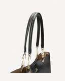 شنطة توت جلد نقشة تمساح بمقابض طويلة لون اسود - 3