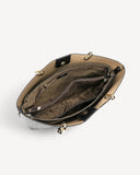 شنطة توت جلد نقشة تمساح بمقابض طويلة لون اسود - 4