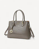 شنطة كتف نقشة تمساح بحزام كتف لون رمادي - 1