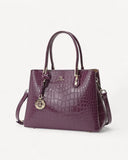 شنطة كتف نقشة تمساح بحزام كتف لون عنابي - 1