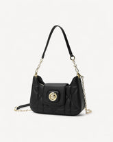 شنطة كتف مبطنة وقفل معدني بحامل لون اسود - 1