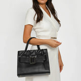 شنطة كتف جلد ناعم بحزام قابل للتعديل لون اسود - 7