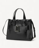 شنطة كتف جلد ناعم بحزام قابل للتعديل لون اسود - 1