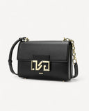 شنطة كتف جلد طبيعي بحزام لون اسود مطفي - 1