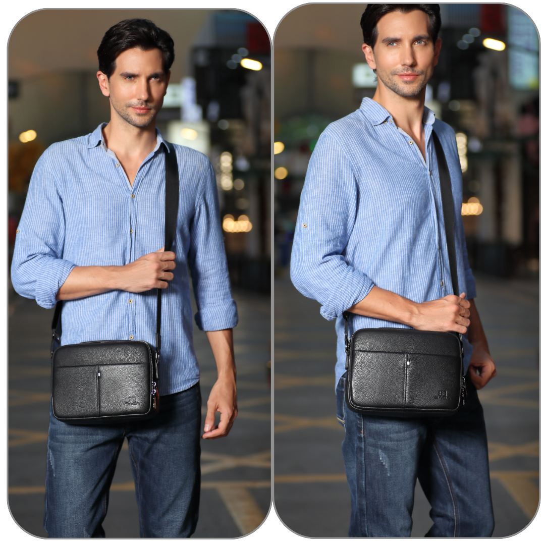 Men's handbag, high quality, 100% genuine leather, black color