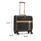 Luxurious travel bag with wheels and metal handle, several sizes, brown color