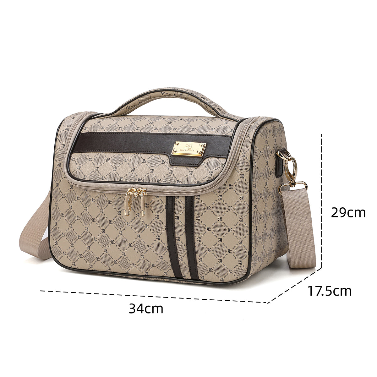 Luxurious travel bag in several sizes in khaki color