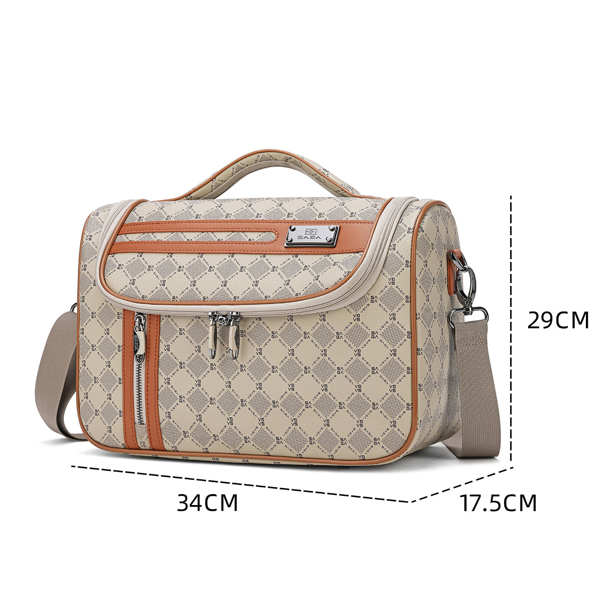 Stylish travel handbag, size 13 inch, khaki color