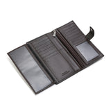 Wide genuine leather men's wallet, 18 cm wide, in two colors