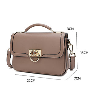 Elegant crossbody bag for women, width 22 cm, in light brown color