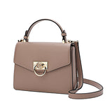 Leather crossbody bag for women with a lock, width 19.5 cm, black or light brown