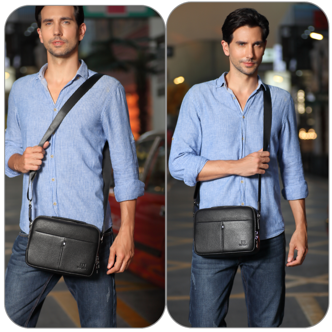Men's handbag, high quality, 100% genuine leather, black color