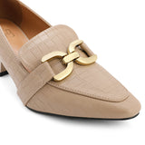 Elegant women's shoes with a high heel, beige color