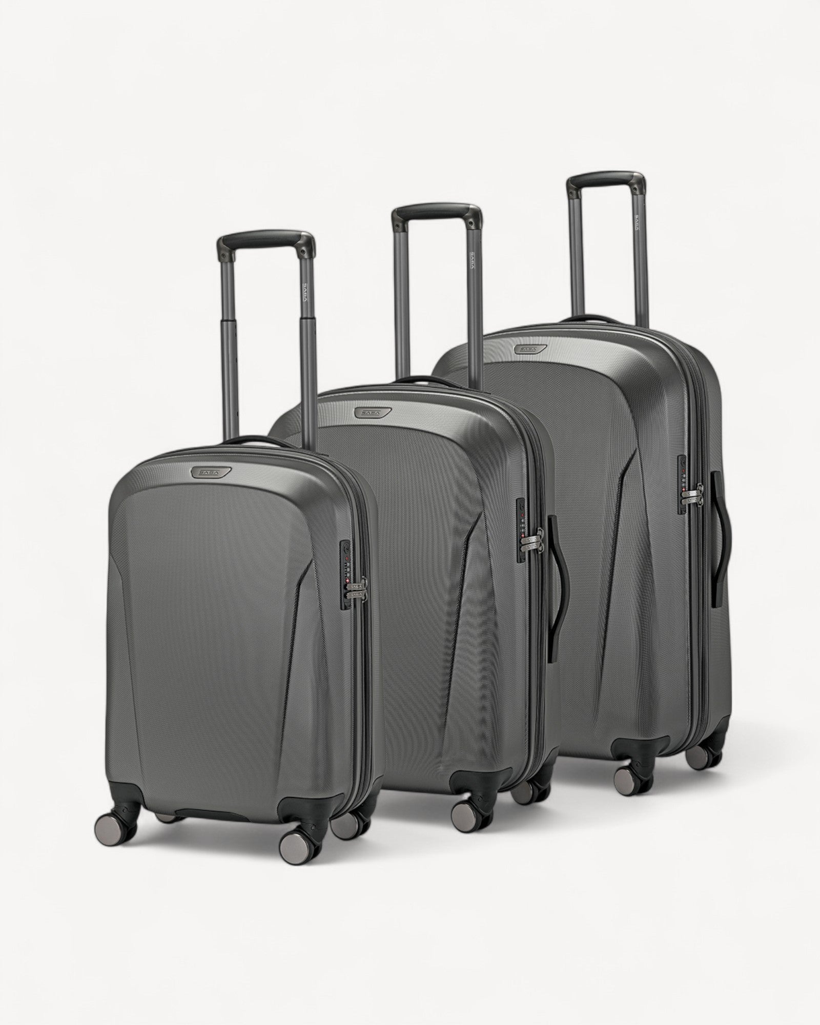 Saga 3-Piece 100% Polycarbonate Luggage Set in Navy with 360° Wheels and TSA Lock - 20, 24, and 28 Inch