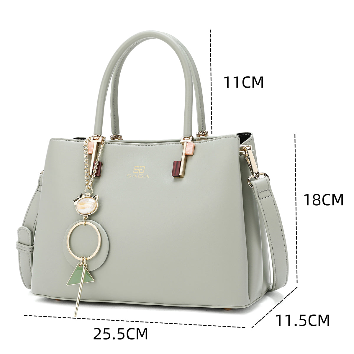 Plain bag with handle and shoulder strap, width 25.5 cm, available in three colors
