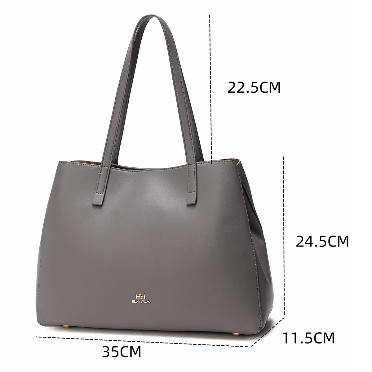Elegant handbag, simple design, wide, 35cm wide, in three colors