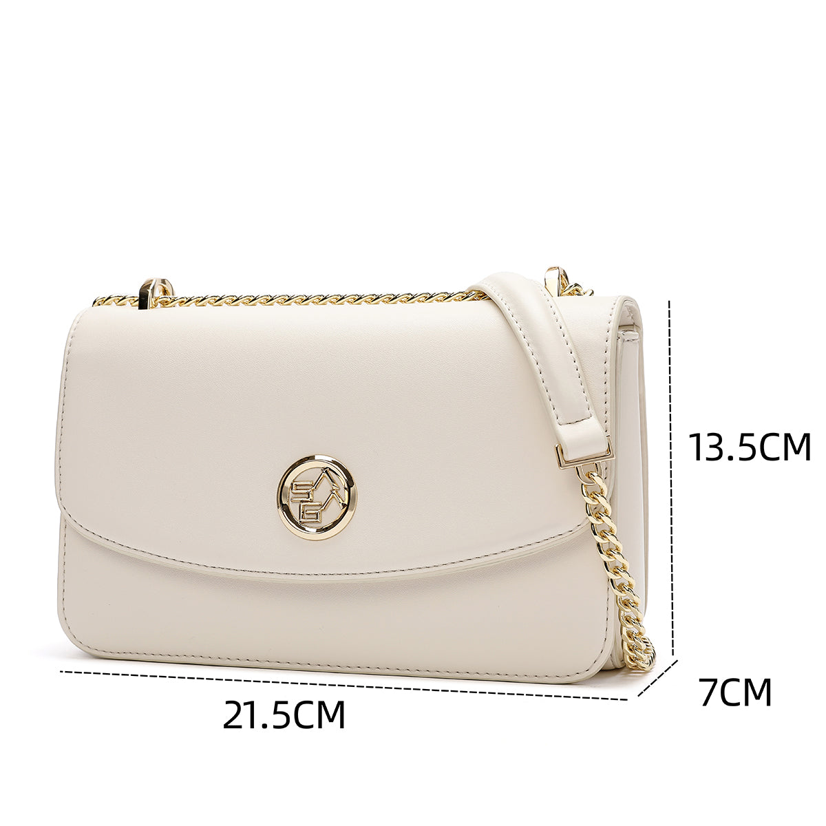 Fashionable women's handbag in brown or cream color