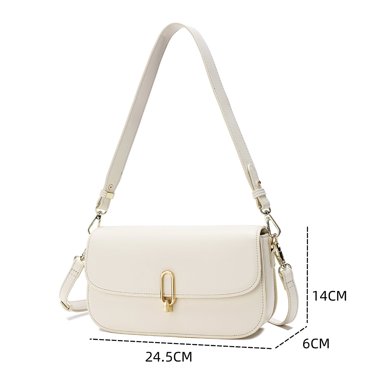 Attractive and practical handbag in cream color, 24 cm wide