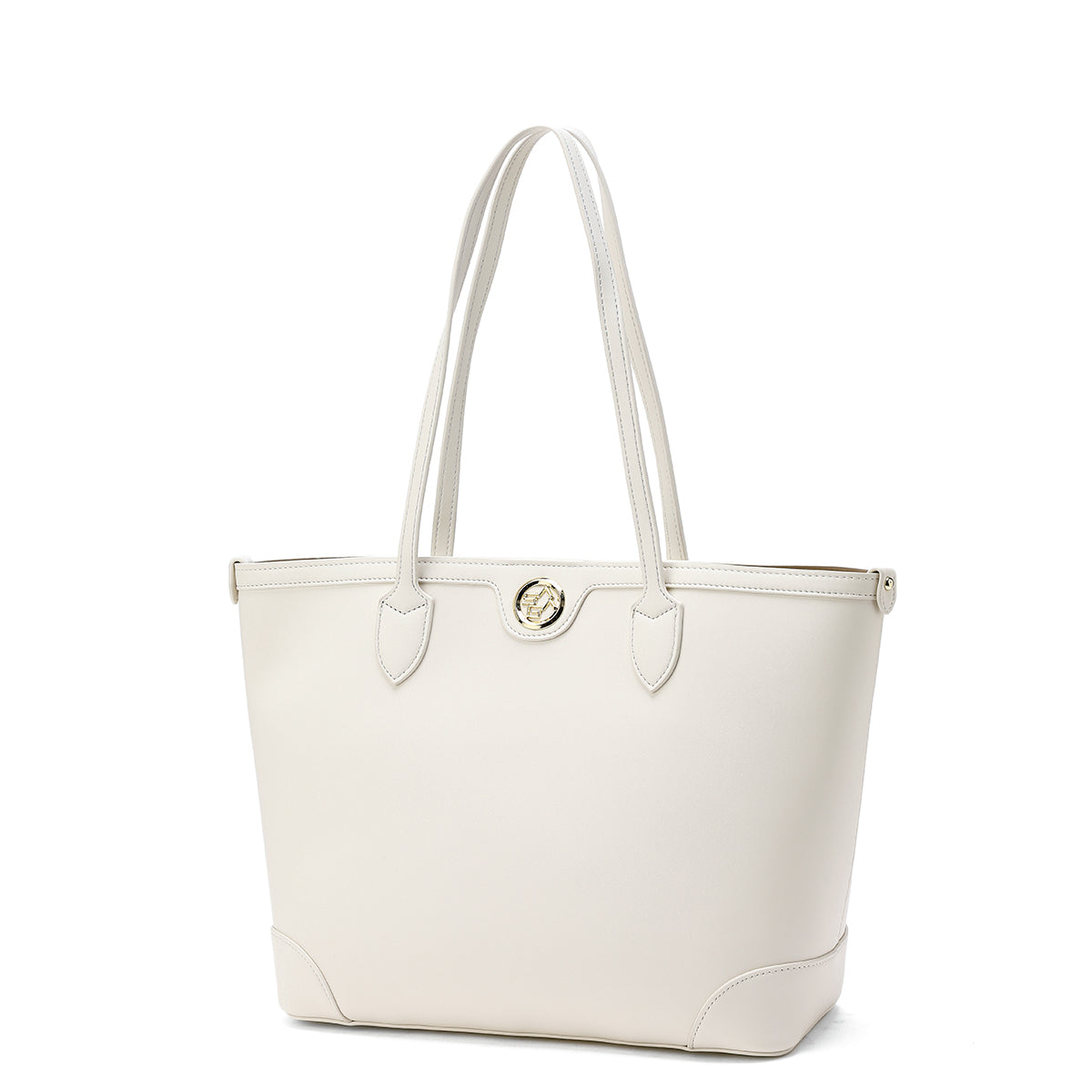 Simple and spacious bag, 39 cm wide, cream or brown color