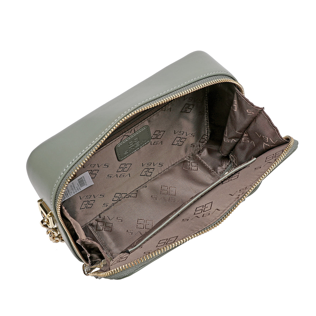 Shoulder bag with practical zip closure, width 21 cm, green or black
