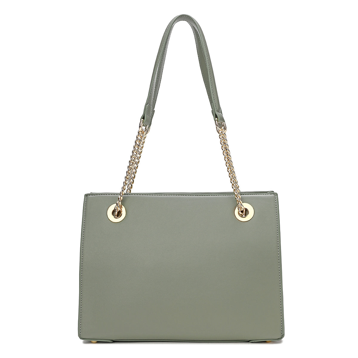 Handbag with a strap with a 29 cm wide golden chain in green or black