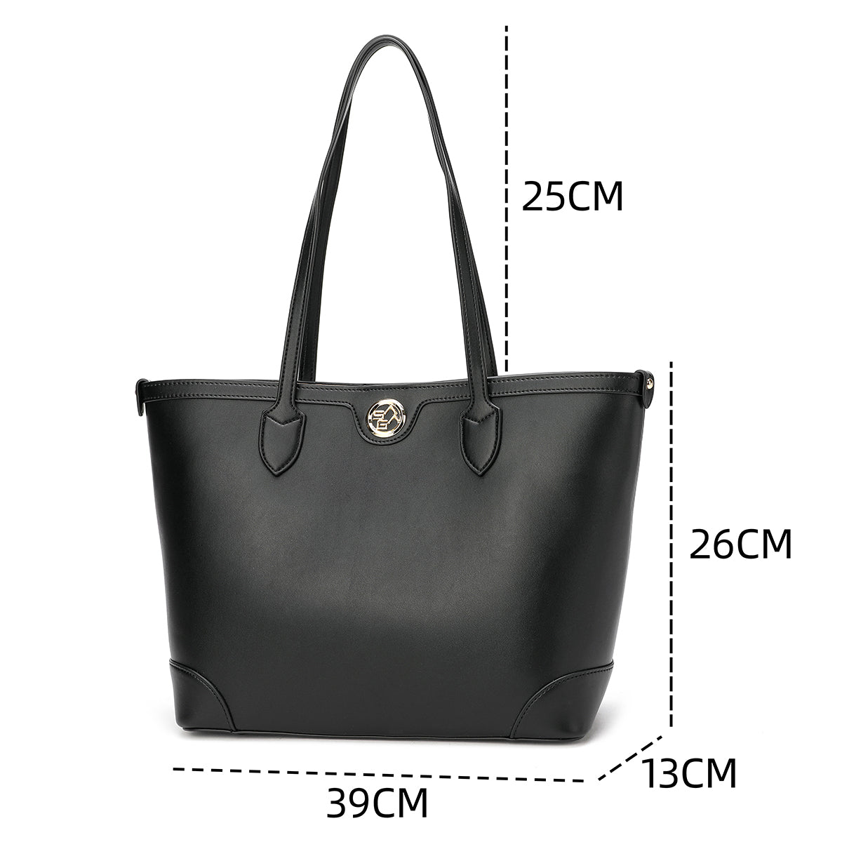 Handbag, wide and simple design, width 39 cm, apple green or black color