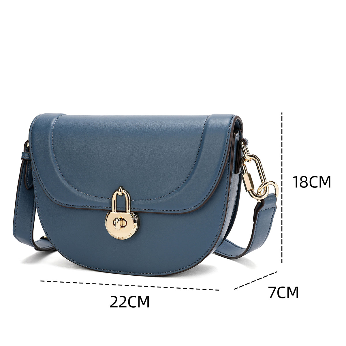 Elegant crossbody bag for women by Saga, width 22 cm, color blue or maroon