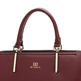 حقيبة يد بنمط مميز عرض 27سم، لون كستنائي أو أحمر داكن