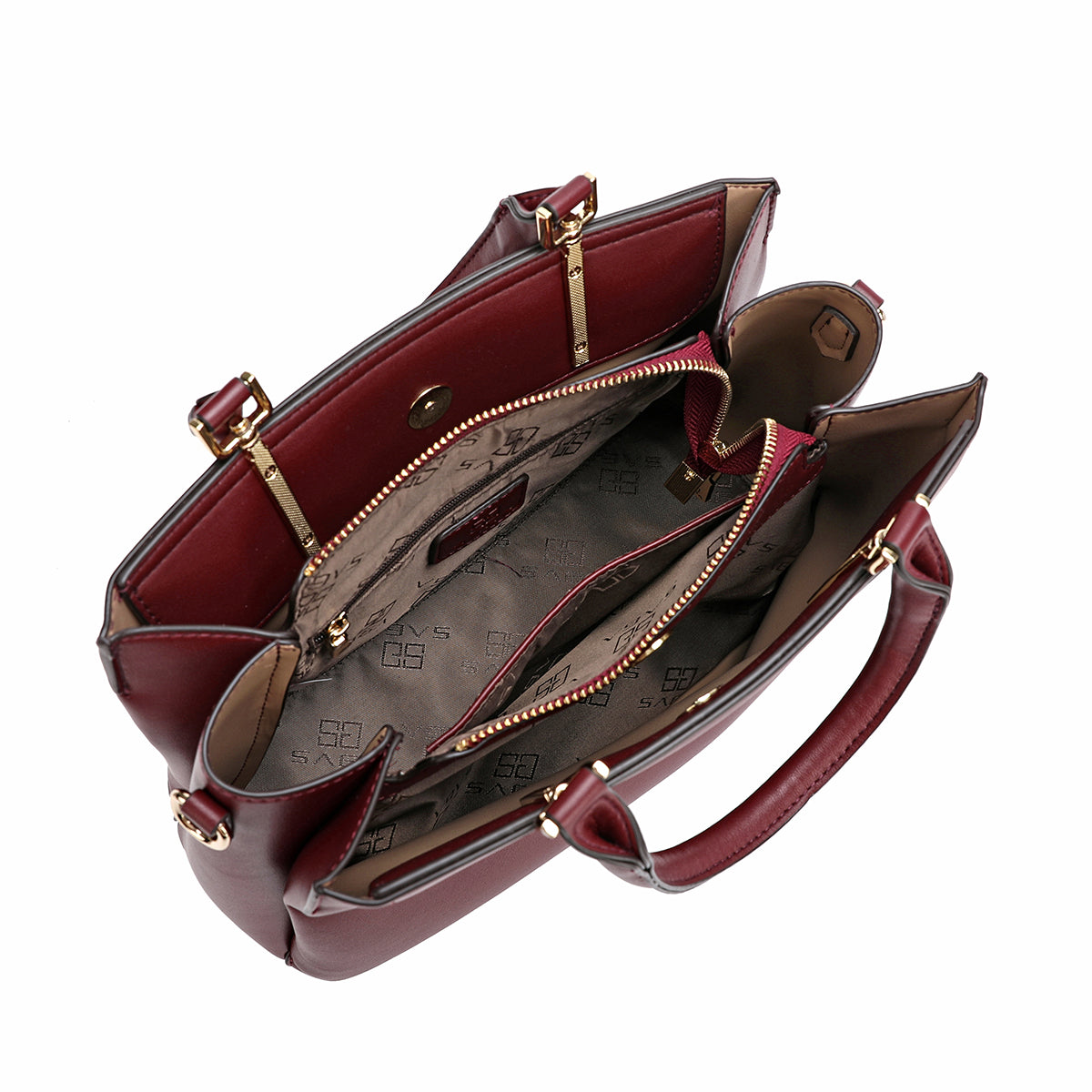 Handbag with a distinctive pattern, width 27 cm, maroon or dark red