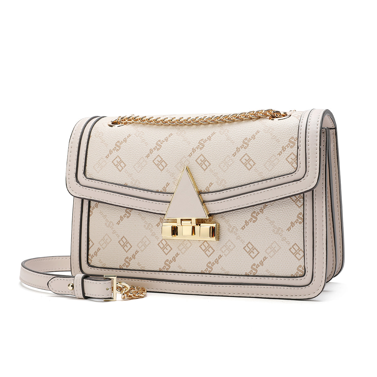 One shoulder bag, elegant design, width 23.5 cm, brown or cream color