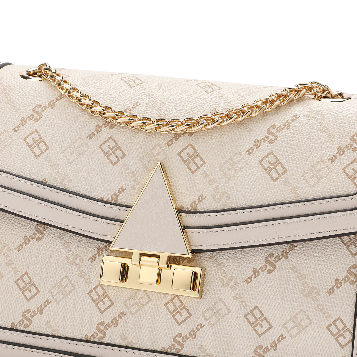 One shoulder bag, elegant design, width 23.5 cm, brown or cream color