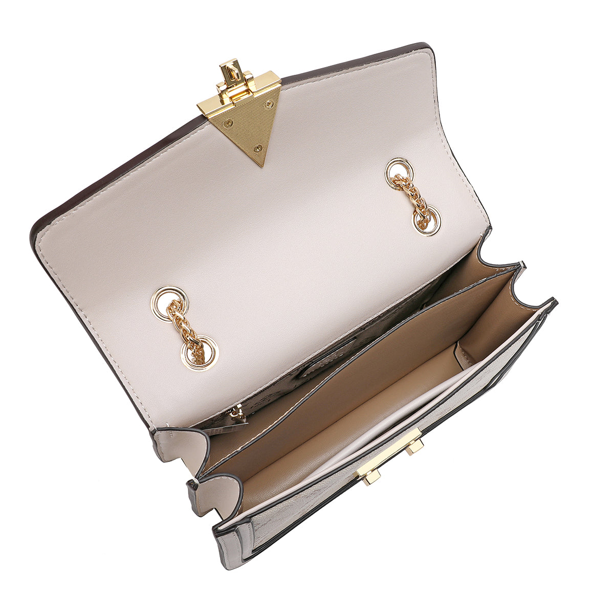 One shoulder bag, elegant design, width 23.5 cm, brown or cream color
