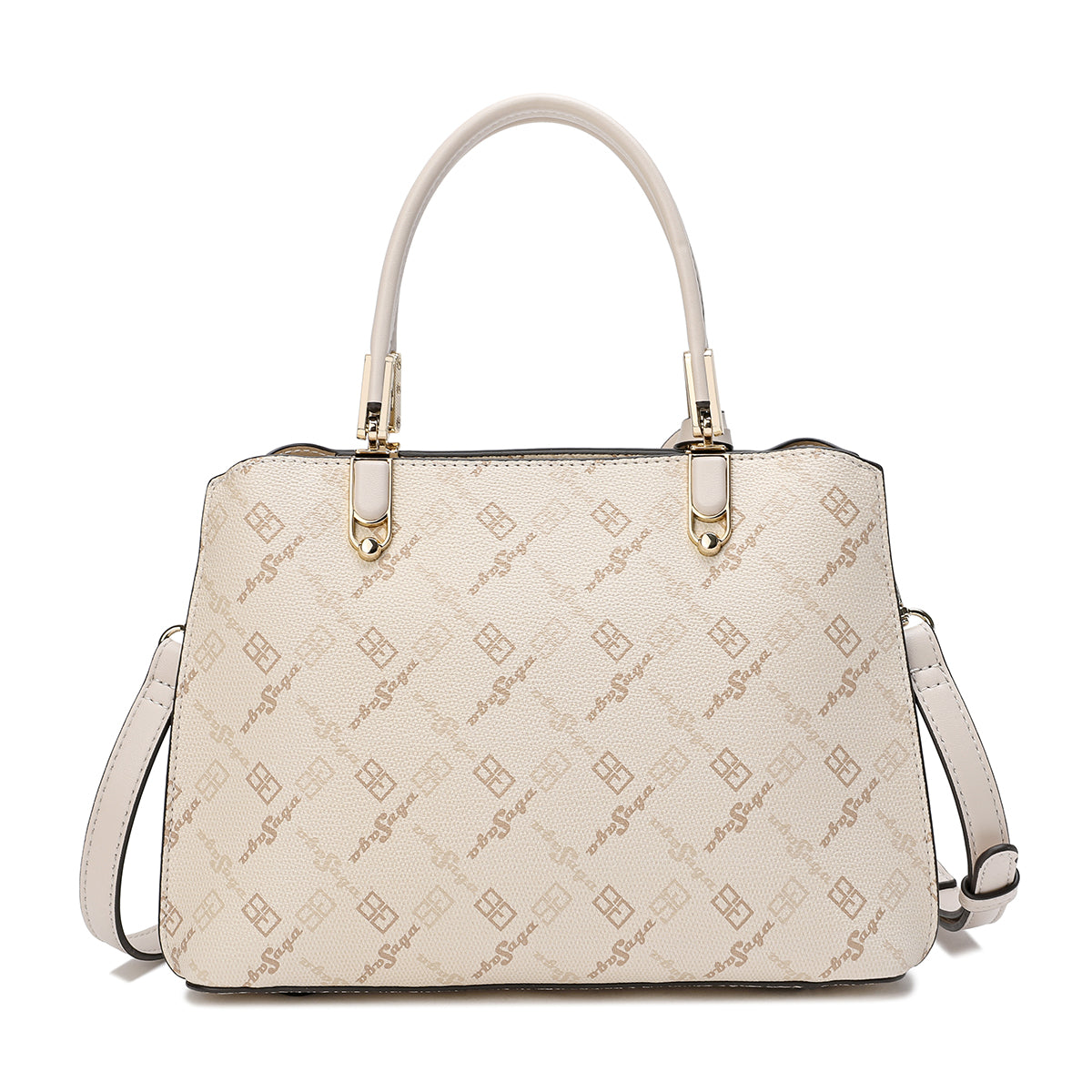 An elegant, spacious bag, 31 cm wide, with a long shoulder strap, brown or cream color