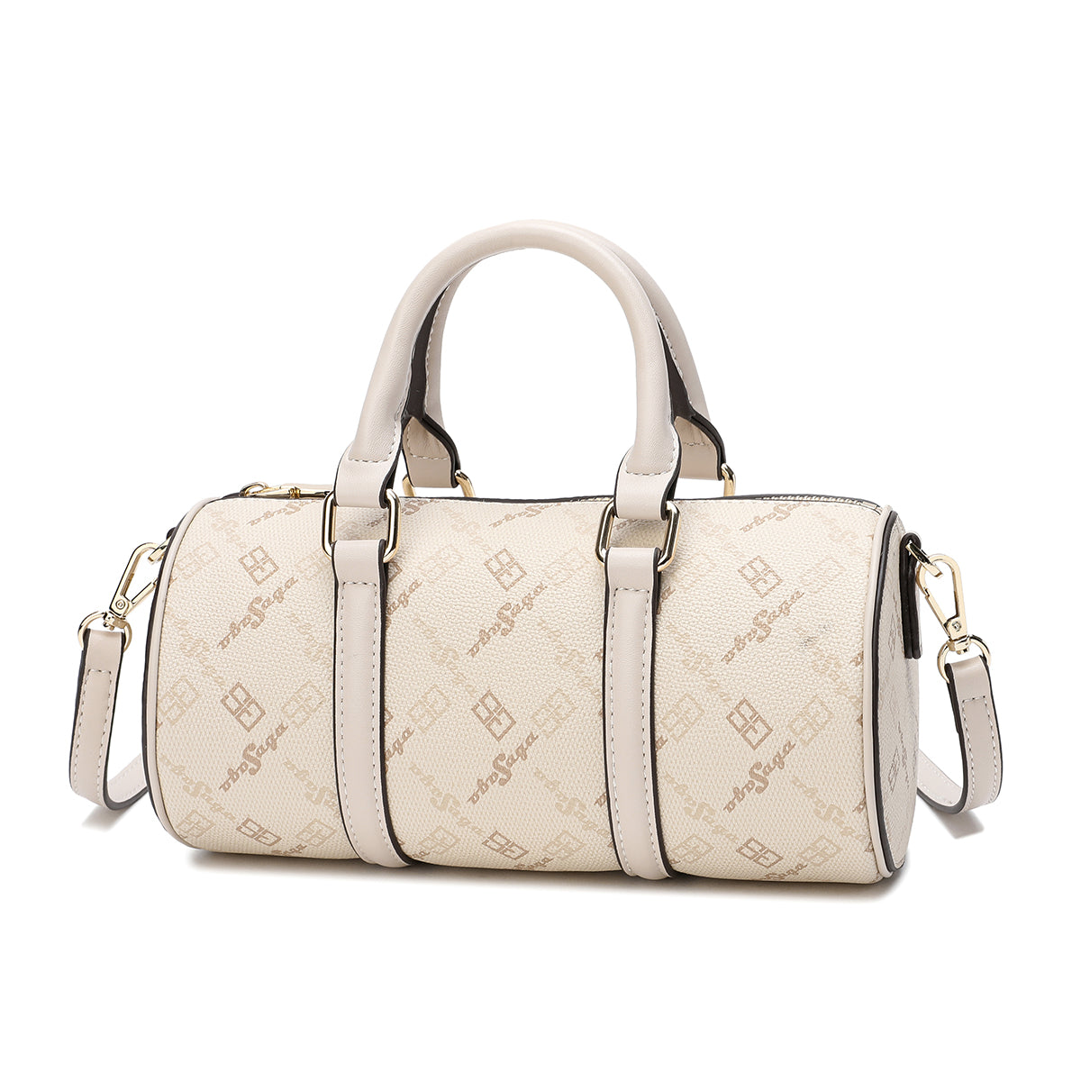 An elegant bag with a long shoulder strap, width 22 cm, brown or cream color