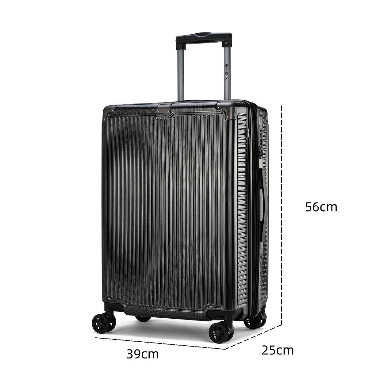 A set of 4 polycarbonate travel bags. Strong durability, dark gray bold design