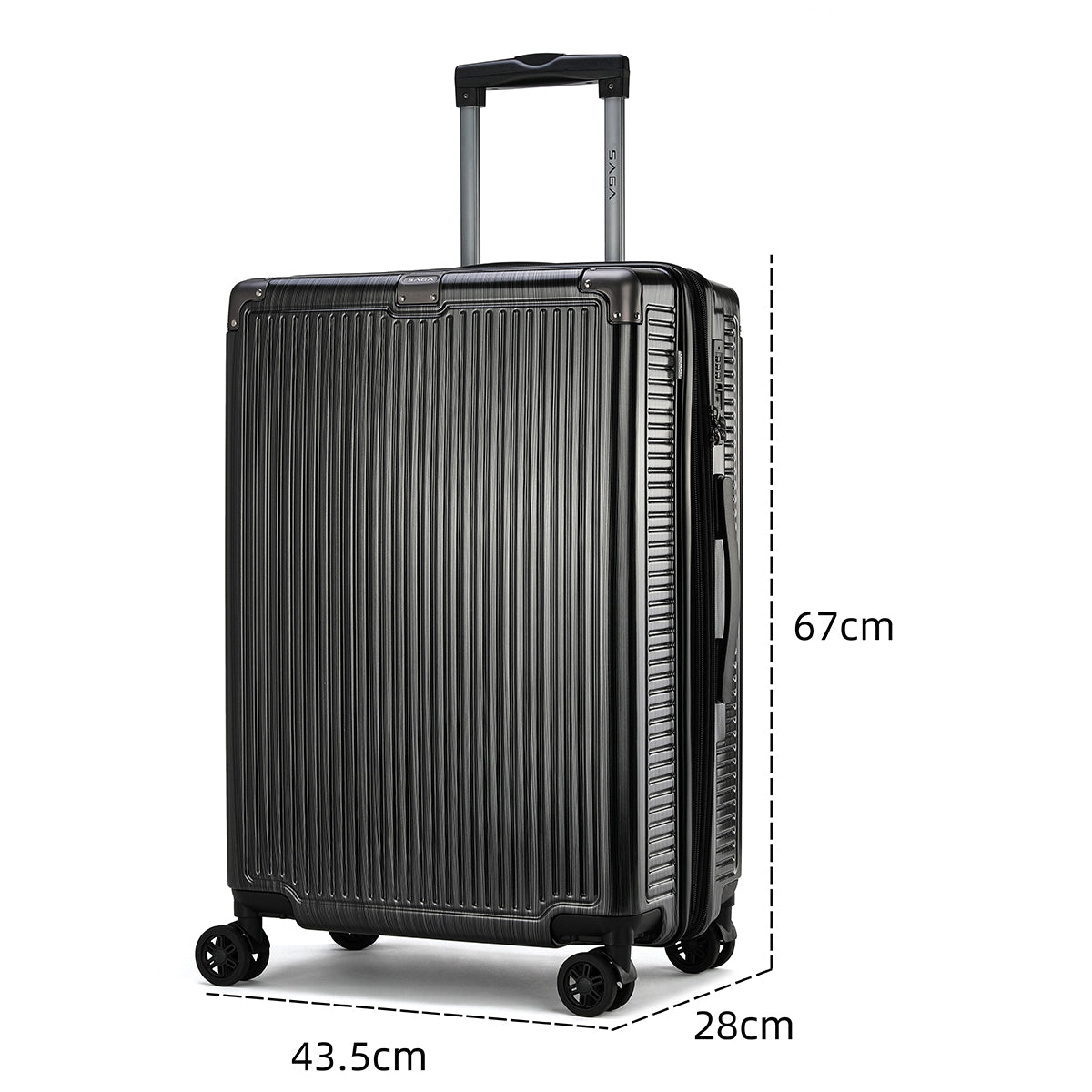 A set of 4 polycarbonate travel bags. Strong durability, dark gray bold design